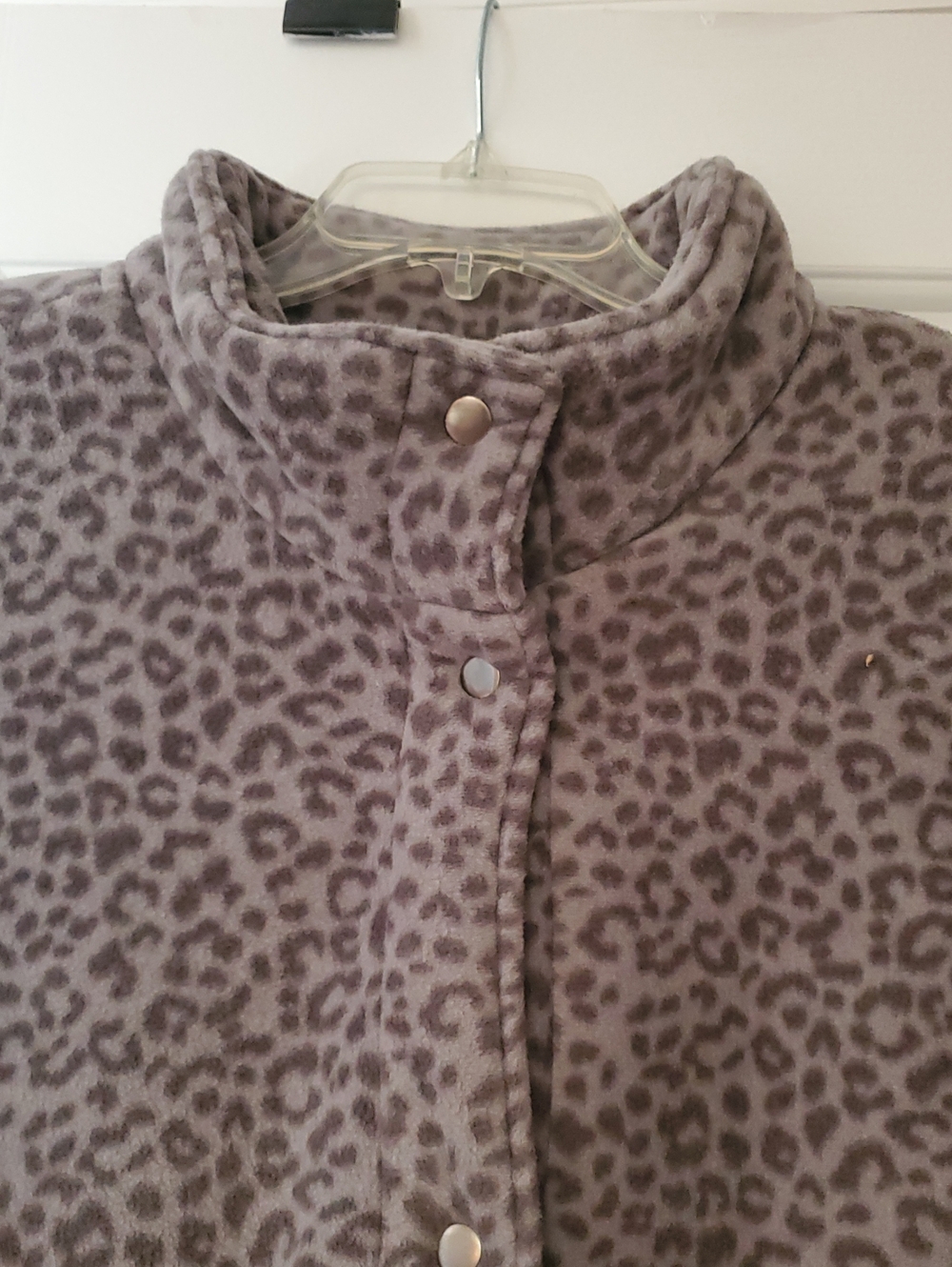 Animal Print Fleece Jacket 2X Gray Black